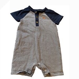 Jane and Jack Baby Romper 12-18 Months Navy White Stripe Shortall